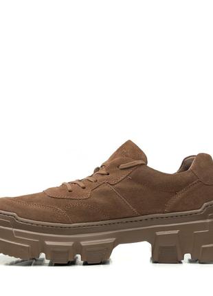 Туфли женские коричневые на высокой платформе со шнуровками замшевые 955тz5 фото