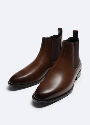 Ботинки-челси мужские коричневые zara new
