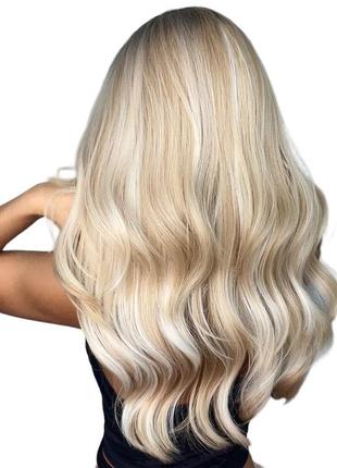 Парик блондинки омбре длинный, натуральные синтетические волосы