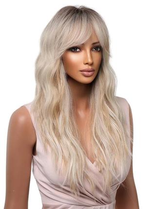 Парик блондинки омбре длинный, натуральные синтетические волосы