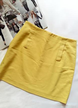Желтая юбка zara с двумя карманами2 фото