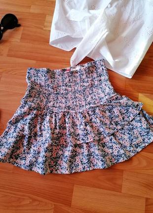 🌿короткая юбка в цветочный принт в стиле zimmermann 🌿пышная юбка с оборками2 фото