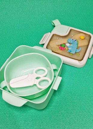 Очень крутой детский ланч-бокс с приборами! контейнер для еды, лоток для завтрака для детей