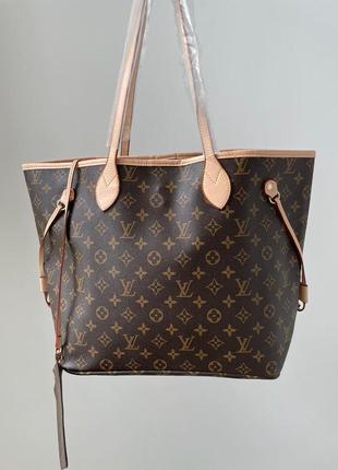 Женская сумка louis vuitton neverfull brown pink