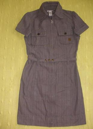 Классное короткое хлопковое платье-рубашка diesel  с коротким рукавом1 фото