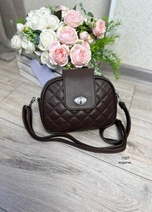 Женская стильная и качественная сумка из эко кожи коричневый