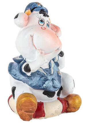 Сувенир керамический  корова морячок сидит на кругу и канате 2 вида3 фото
