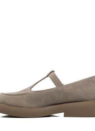 Замшевые женские туфли на застежке серо - бежевые 2175т6 фото