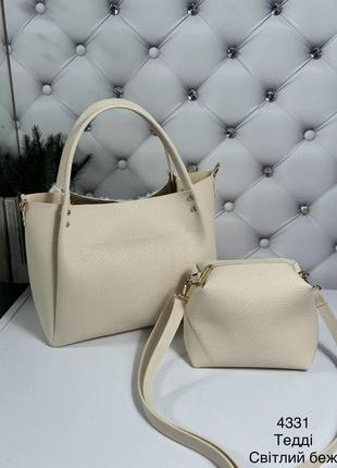 Комплект сумка+клатч с экокожи+экомех тедди