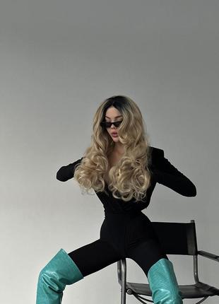 Парик kitto hair омбре блонд голливудская волна, система замещения волос