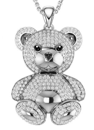 Ожерелье цепочка с подвеской мишка teddy в стразах сваровски3 фото
