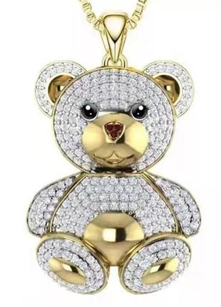 Ожерелье цепочка с подвеской мишка teddy в стразах сваровски2 фото