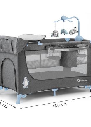 Кровать-манеж с пеленатором kinderkraft joy blue (kkljoyblu000ac)7 фото