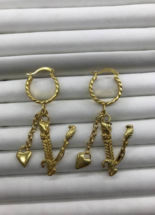 Брендовые серьги в позолоте