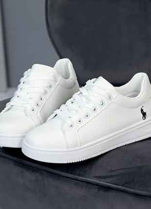 Кеди кросівки білі поло на шнурках6 фото