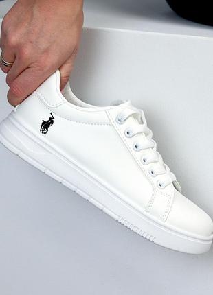 Кеди кросівки білі поло на шнурках8 фото