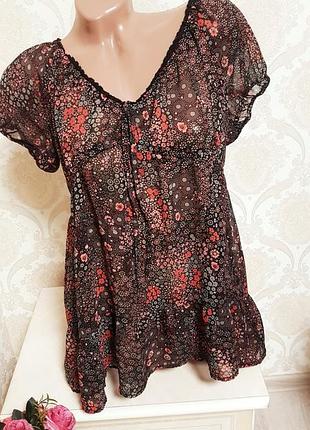 Легка яскрава шифонова блуза, туніка