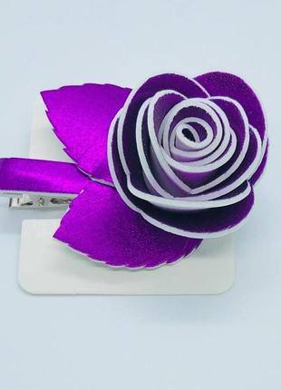 Заколочка для волос роза заколка для девлчки роза цветок на заколке фиолетовый3 фото