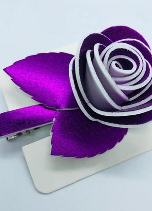 Шпилька для волосся троянда заколка для дівчинки троянда квітка на шпильці фіолетовий2 фото