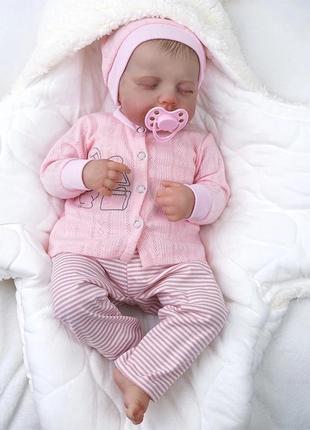 Спляча реалістична лялька реборн дівчинка, м'яконабивний пупс схожий на живу новонароджену дитину немовля, гарний малюк