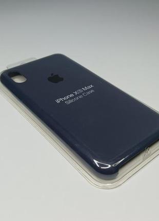 Чехол силиконовый silicone case для iphone xs max с матовой поверхностю микрофибра внутри синий цвет