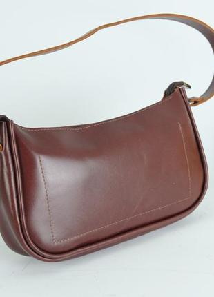 Жіноча шкіряна сумка джулс хл, натуральна шкіра італійський краст, колір коричневий, відтінок вишня2 фото
