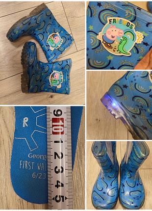 Резиновые сапоги сапожки резиночки peppa pig светится подошва 23 рохмер 6