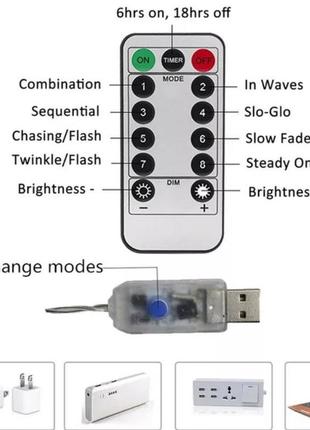 Гирлянда (пульт,usb,крючки)новогодняя праздничная 3 метра 10 вертикальных гирлянд с пультом, usb и крючками5 фото