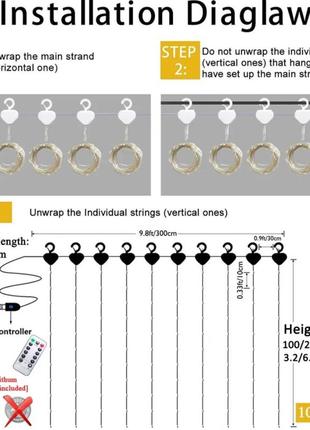 Гирлянда (пульт,usb,крючки)новогодняя праздничная 3 метра 10 вертикальных гирлянд с пультом, usb и крючками4 фото