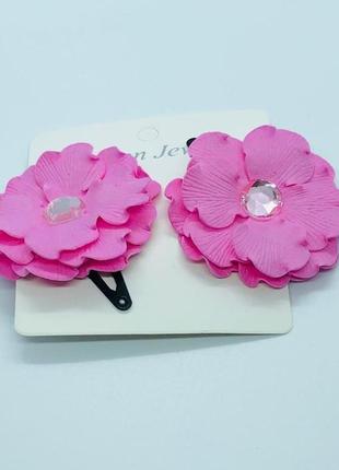 Шпилька для дівчинки з квіткою заколка рожева квітка заколка для волосся1 фото
