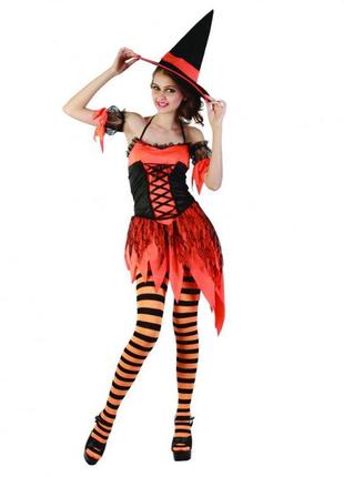 Карнавальний костюм для хелловін відьма гарбузова 083757r