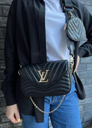 Женская сумка через плечо луи витон стильная с монетницей louis vuitton классическая, черная повседневная8 фото