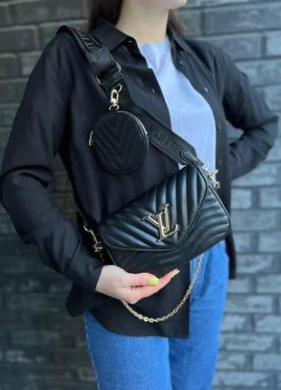 Женская сумка через плечо луи витон стильная с монетницей louis vuitton классическая, черная повседневная10 фото