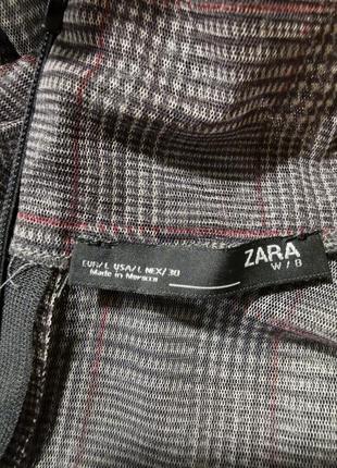 Блуза в клетку стрейч полупрозрачная zara воротник стойка комбинированная9 фото