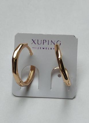 Сережки xuping кільця - конго  діаметр 1,7 см. товщина 2 мм.2 фото