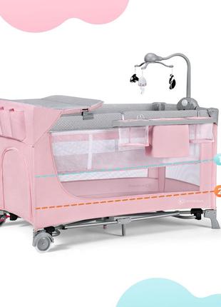Кровать-манеж с пеленатором kinderkraft leody pink (kcleod00pnk00ac)8 фото