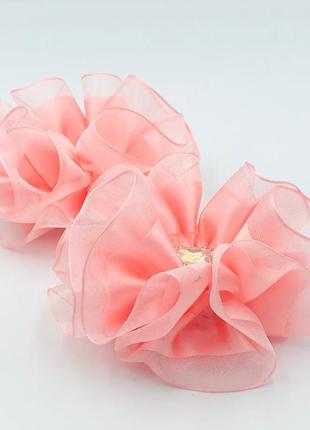 Бантики для девочки со стразами персиково розовые праздничные бантики бантики для волос