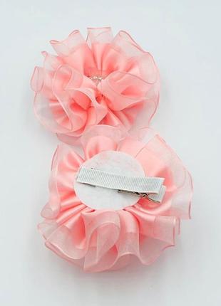 Бантики для девочки со стразами персиково розовые праздничные бантики бантики для волос