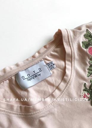 Распродажа!❤️ стильная розовая футболка с вышивкой р. 12/40/л2 фото