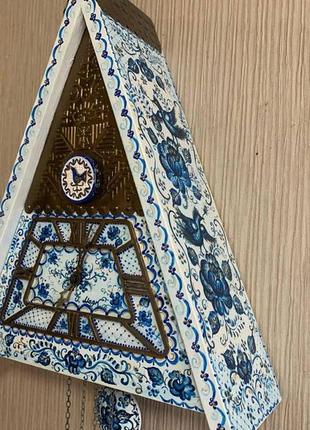 Годинник-ходики, годинники настінні годинники механічні, годинник з зозулею "маяк", годинник з боєм, годинник розпис "квіти"