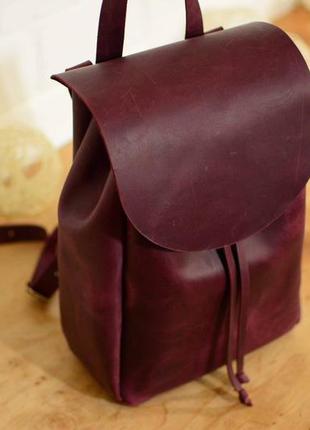 Кожа. ручная работа. кожаный рюкзак. бордовый рюкзачок. цвет марсала1 фото