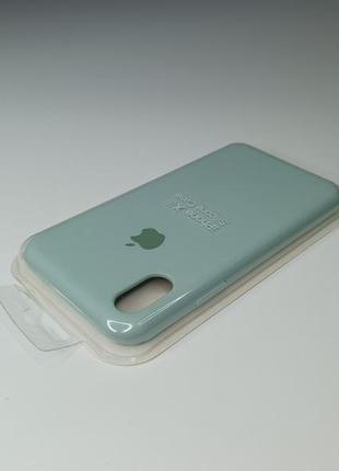Чохол силіконовий silicone case для iphone x / xs з матовою поверхнею мікрофібра всередині бірюзовий колір3 фото