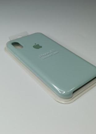 Чохол силіконовий silicone case для iphone x / xs з матовою поверхнею мікрофібра всередині бірюзовий колір2 фото