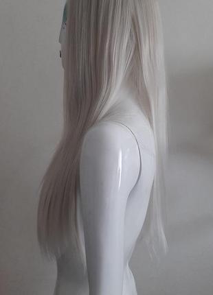 Парик длинный прямые волосы без челки  платиновый блонд3 фото