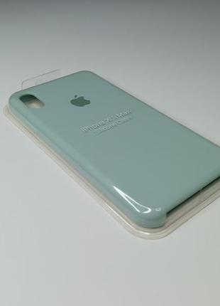 Чохол силіконовий silicone case для iphone xs max з матовою поверхнею мікрофібра всередині бірюзовий колір2 фото