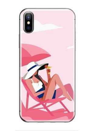 Защитный чехол "girl" для смартфона apple iphone  с ярким летним принтом