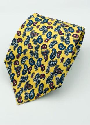 Краватка чоловіча широкий жовтий із візерунками