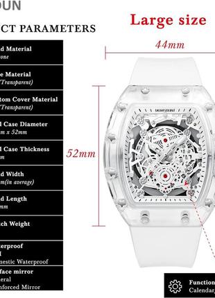 Kimsdun-стильний спортивний годинник зі скелетом, водонепроникний, аналоговий кварцовий наручний годинник4 фото
