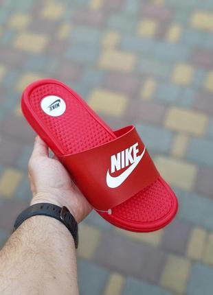 Сланцы мужские nike массажные, красные (найк, найки, шлепки, шлепанцы, вьетнамки, тапочки)1 фото