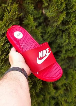 Сланцы мужские nike массажные, красные (найк, найки, шлепки, шлепанцы, вьетнамки, тапочки)3 фото